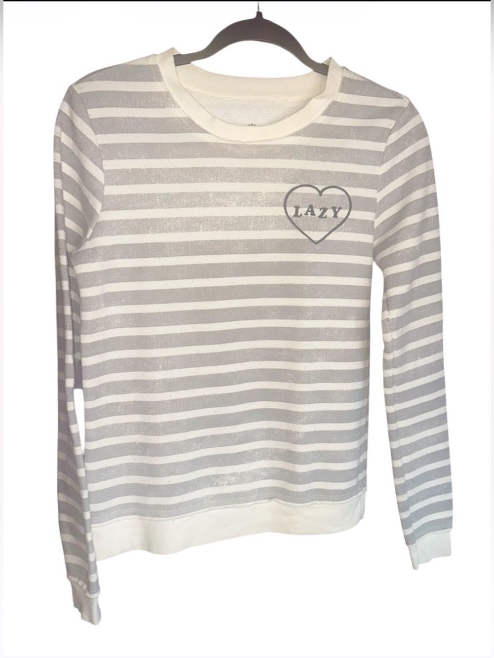 Well Worn Cream & Light Gray Striped Pullover. Size XS.